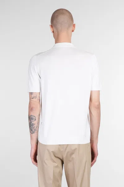 Tagliatore White Knitted Polo Shirt With Polo Style Collar And Short Sleeves In White