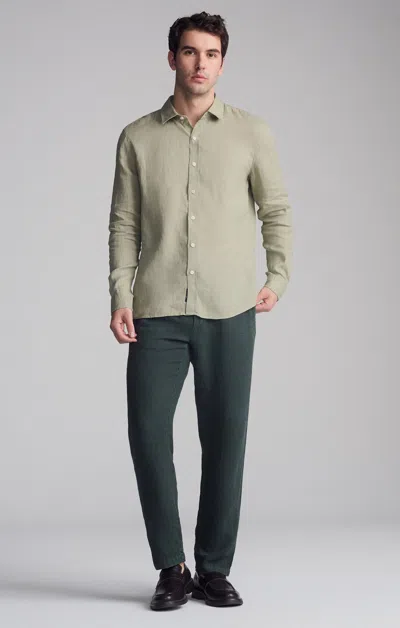 Mavi Linen Long Sleeve Button-up Shirt In Seagrass In Green