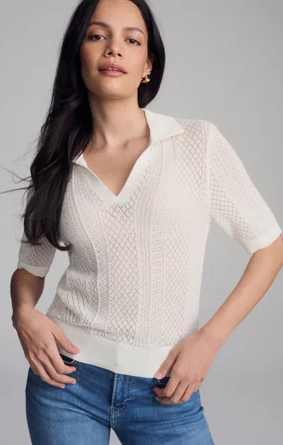 Mavi Knit Polo Sweater In Antique White In White