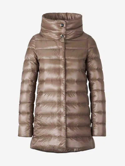 Herno Womans Amelia Taupe Colored Nylon Down Jacket In Brown