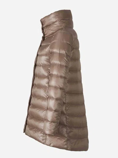Herno Womans Amelia Taupe Colored Nylon Down Jacket In Brown