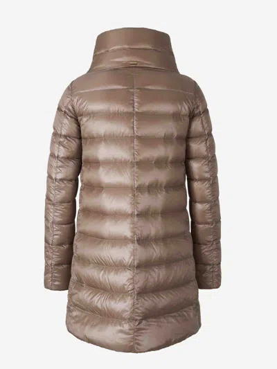 Herno Womans Amelia Taupe Colored Nylon Down Jacket In Brown