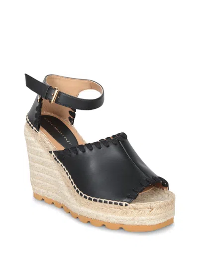 Stella Mccartney Espadrille Style Wedge Heel Sandals In Black