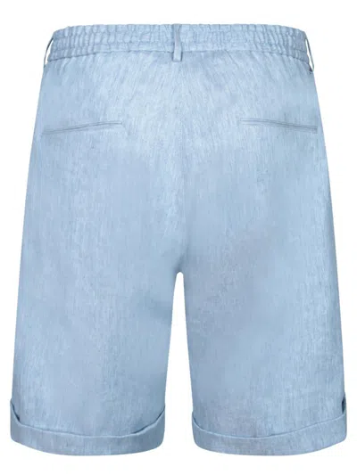 Tagliatore Breathable Linen-cotton Blend Brown Shorts In Blue