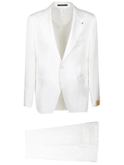 Tagliatore White Linen Suit In White