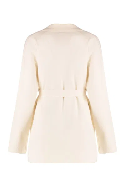 Max Mara Studio Aquile Belted Cardigan In White