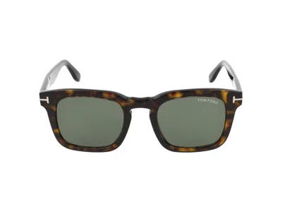 Tom Ford Eyewear Hayden Square Frame Sunglasses In Dark Havana/green