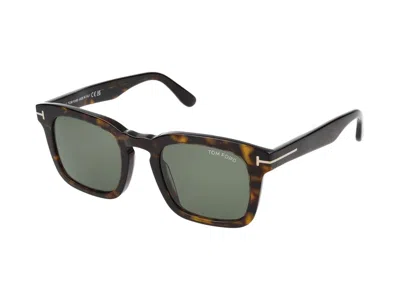 Tom Ford Eyewear Hayden Square Frame Sunglasses In Dark Havana/green