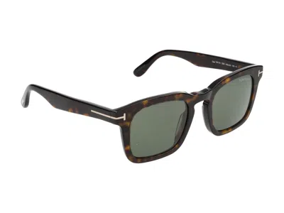 Tom Ford Eyewear Hayden Square Frame Sunglasses In Dark Havana/green