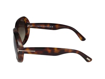 Tom Ford Eyewear Georgia Round Frame Sunglasses In Dark Havana/smoke Grad
