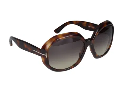 Tom Ford Eyewear Georgia Round Frame Sunglasses In Dark Havana/smoke Grad