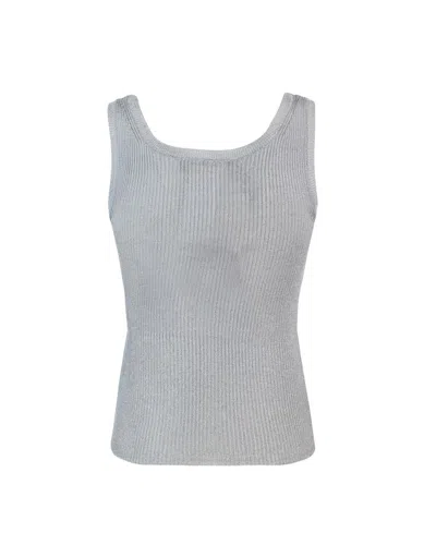 Max Mara Top Hardy In Viscosa Lurex Argento In Silver