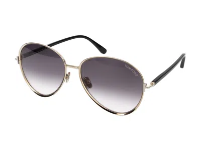 Tom Ford Gradient Smoke Round Ladies Sunglasses Ft0946 01b 58 In Polished Rosé Gold/smoke Grad