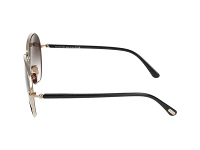 Tom Ford Gradient Smoke Round Ladies Sunglasses Ft0946 01b 58 In Polished Rosé Gold/smoke Grad