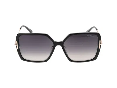 Tom Ford Joanna 59mm Gradient Polarized Butterfly Sunglasses In Glossy Black/smoke Grad