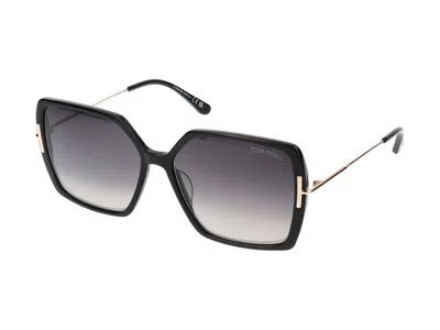 Tom Ford Joanna 59mm Gradient Polarized Butterfly Sunglasses In Glossy Black/smoke Grad