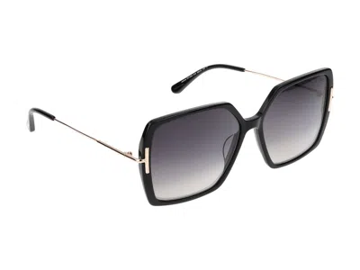 Tom Ford Joanna 59mm Gradient Polarized Butterfly Sunglasses In Glossy Black/smoke Grad
