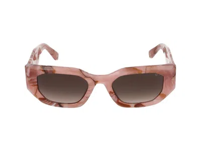 Philipp Plein Square-frame Acetate Sunglasses Woman Sunglasses Pink Size 51 Acetate In Opaline Pink+marbled Pink