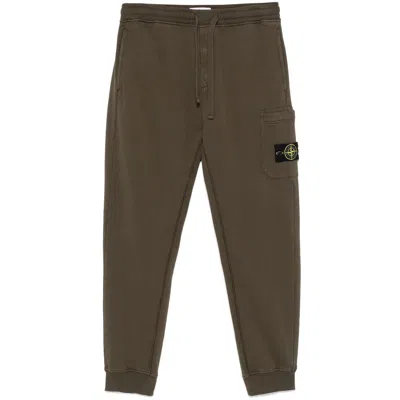 Stone Island Logo Track Pants In Green