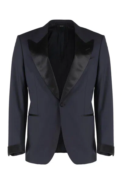 Tom Ford Wool Two-pieces Suit In Blue