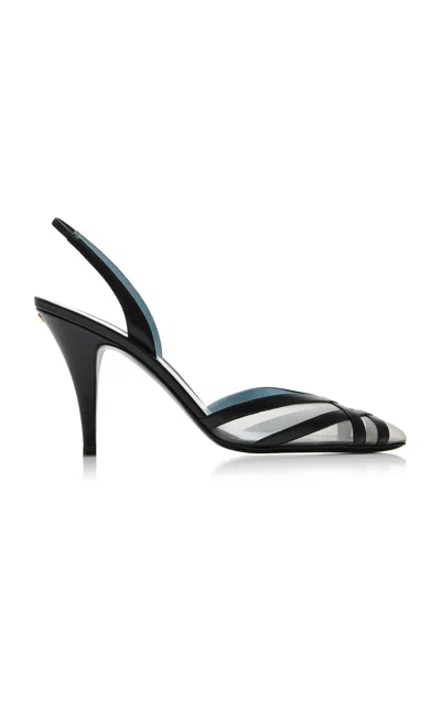 Valentino Impudance Leather And Mesh Slingback Pumps In Black