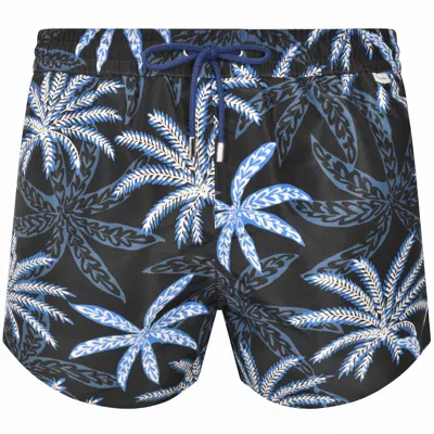 Paul Smith Palm Print Quick-dry Swim Shorts In Black