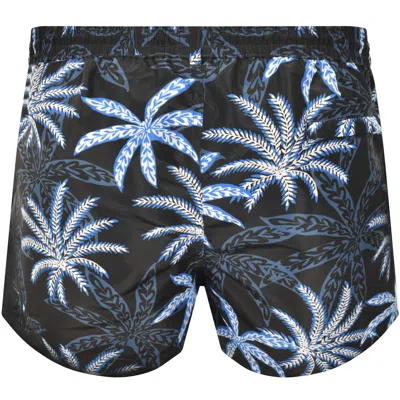 Paul Smith Palm Print Quick-dry Swim Shorts In Black