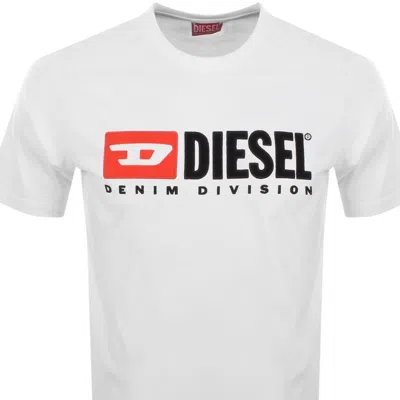 Diesel T-boxt-div Logo Printed T-shirt In White