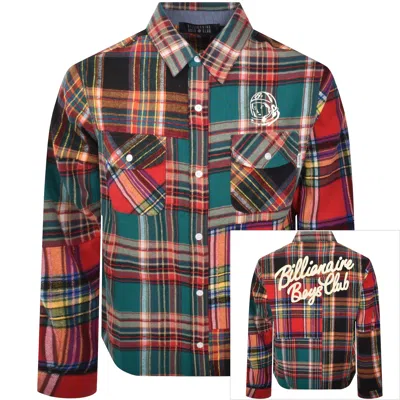Billionaire Boys Club Script Flannel Patchwork Plaid Shirt In Red