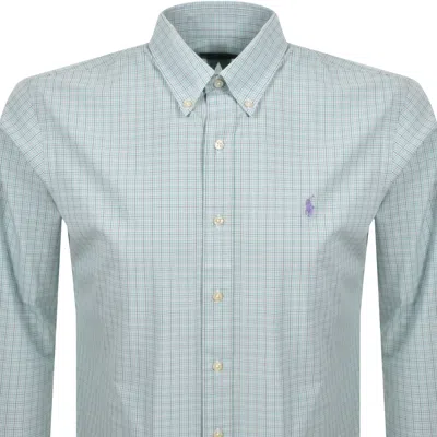 Ralph Lauren Check Long Sleeve Shirt Green In Blue