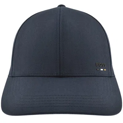 Hugo Boss Boss Zed Icon Striped Logo Cotton Baseball Cap In Blue