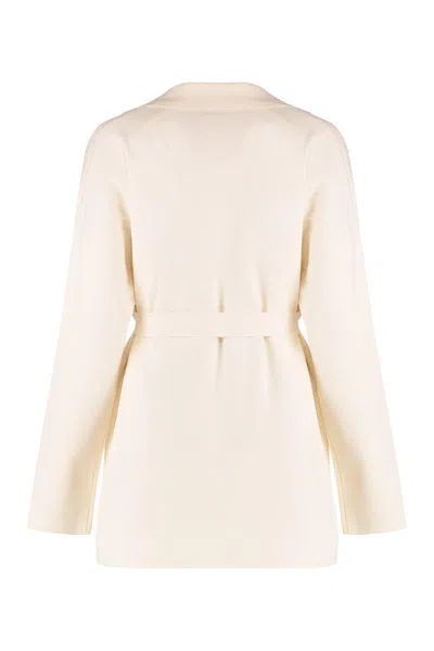 Shop Max Mara Studio Aquile Belted Cardigan In White