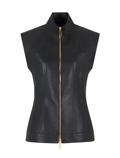 Emporio Armani Leather Jackets In Black