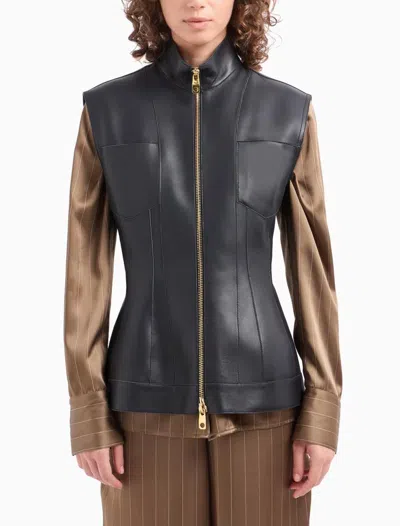 Emporio Armani Leather Jackets In Black