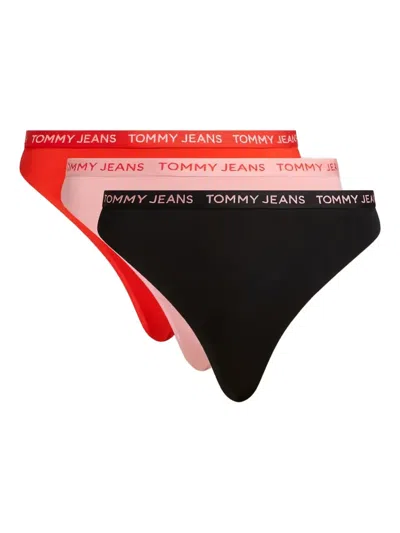 Tommy Jeans Logo-waistband Briefs (pack Of Three) In Black