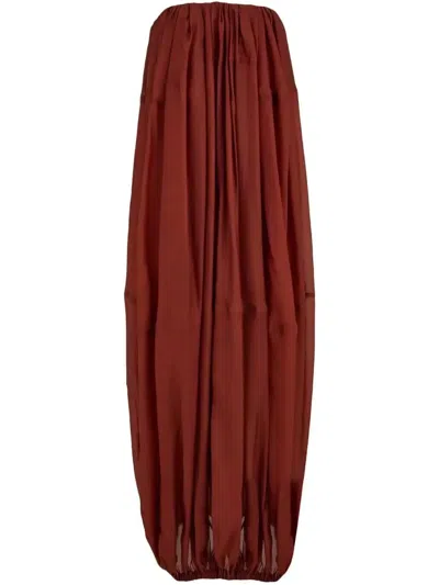 Ferragamo Burgundy Voluminous Bustier Maxi Dress In Rot