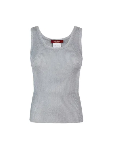 Max Mara Top Hardy In Viscosa Lurex Argento In Silver