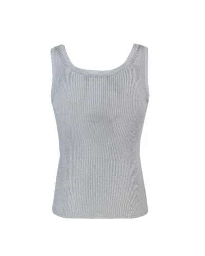 Max Mara Top Hardy In Viscosa Lurex Argento In Silver