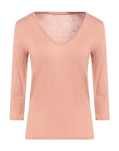 Majestic Filatures Woman T-shirt Blush Size 2 Linen, Elastane In Pink