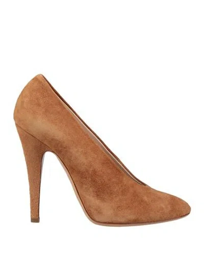 Casadei Woman Pumps Camel Size 8.5 Leather In Beige