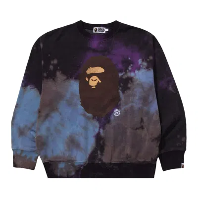 Pre-owned Bape Tie Dye Ape Head Relaxed Fit Crewneck Sweatshirt 'black'