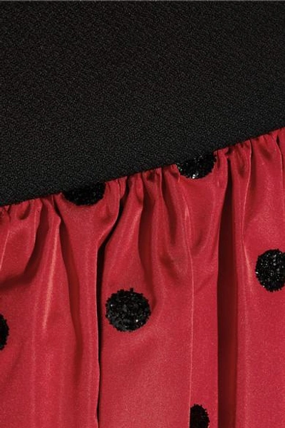 Shop Saint Laurent Wool-crepe And Polka-dot Silk-faille Mini Skirt