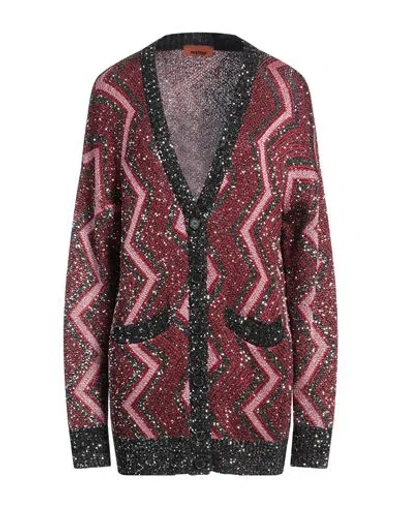 MISSONI MISSONI WOMAN CARDIGAN RED SIZE M VISCOSE, METALLIC FIBER, POLYAMIDE, POLYESTER 