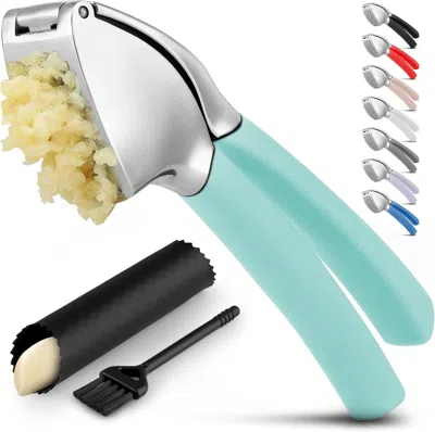 Zulay Kitchen Garlic Press With Soft, Easy To Squeeze Ergonomic Handle In Blue