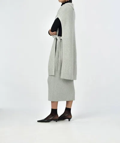 Paper Label Ophelia Turtle Neck Poncho Sweater In Grey In Grey