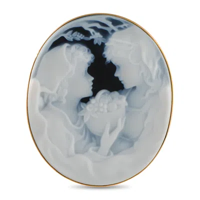 Lb Exclusive 18k Yellow Gold Onyx Cameo Brooch Mf07-041025 In Gold