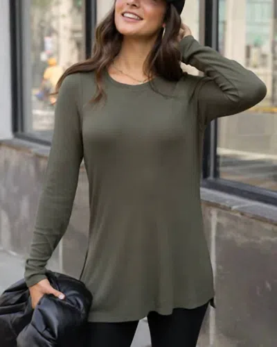 Grace & Lace Tunic Tee Long Sleeve In Olive In Green