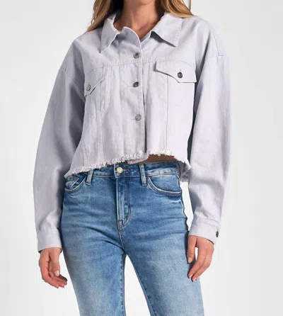 Elan Denim Cropped Jacket In Lilac In Blue