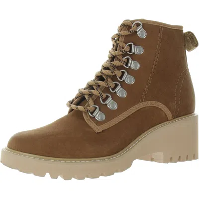 Dolce Vita Womens Zipper Leather Combat & Lace-up Boots In Brown