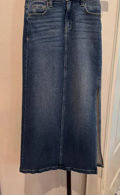 Hidden Women's Peyton Midi Denim Skirt In Dark Wash In Blue